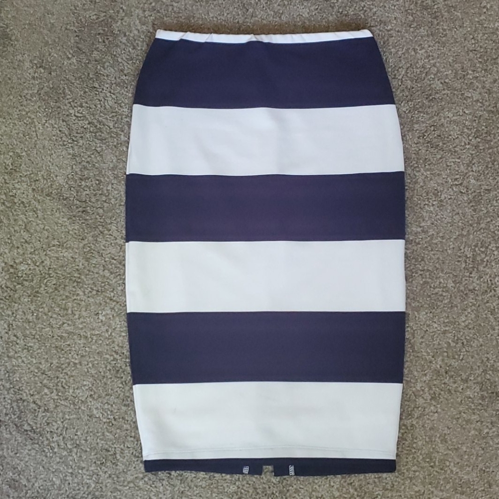 Jennifer Lopez Nautical Stripe Stretch Skirt